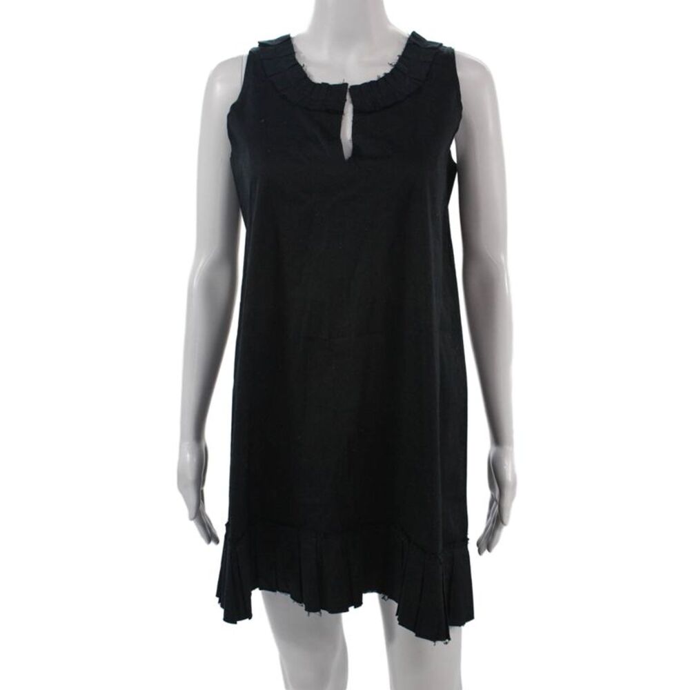 Fourtys Womens Shift Dress Black Cotton Sleeveless Short Classic Size M